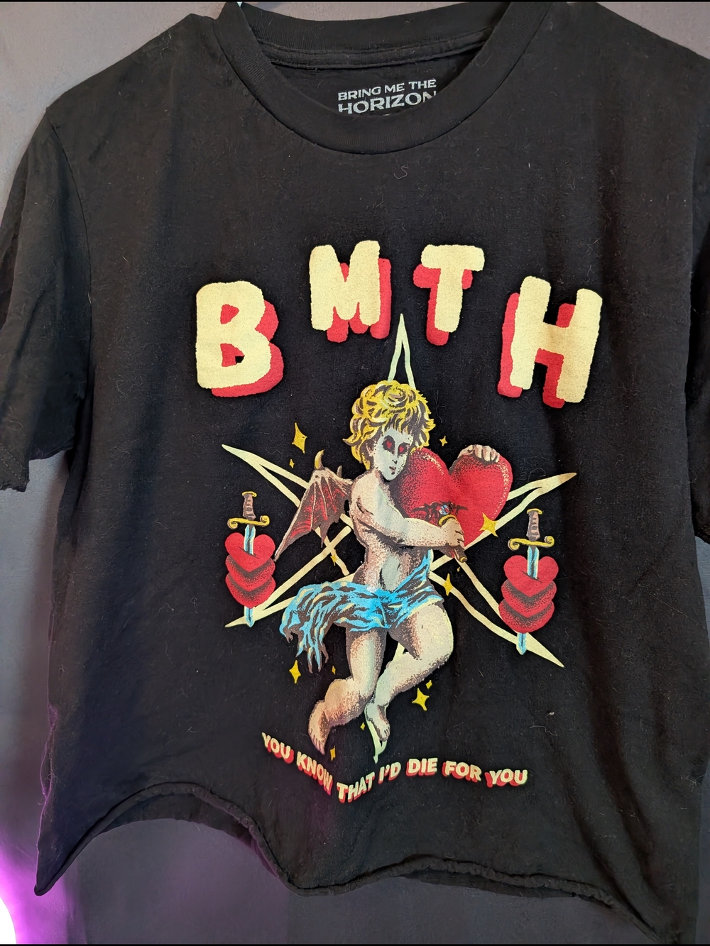Bring Me The Horizon Black Graphic Crop Tee Cupid Concert Top
